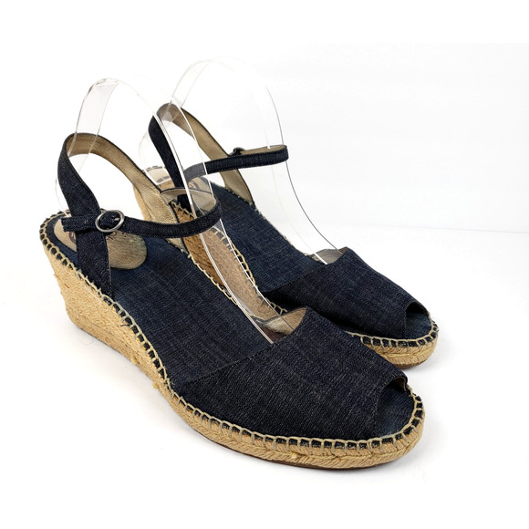 Abeo Bio System Dahlia Womens Size 11 N Denim Blue Espadrille Wedge Sandals - Picture 1 of 14